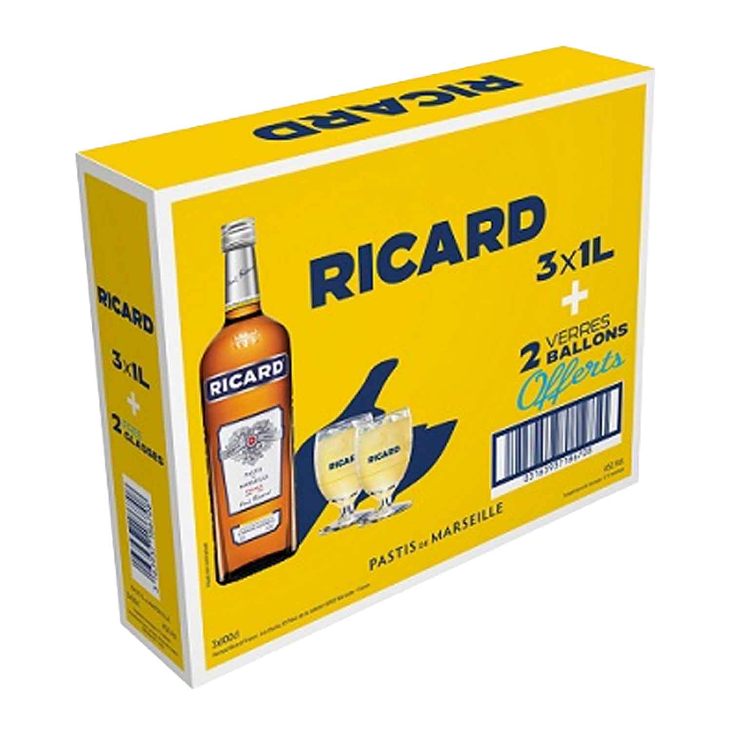 Ricard 3x1l + 2 glasses - Buy at Real Tobacco
